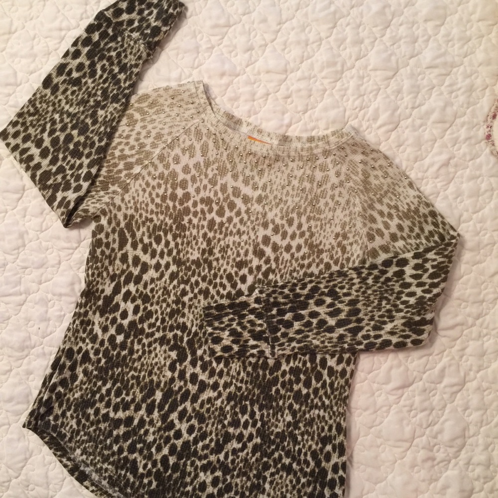Ruby Rd. Embellished Animal Print Top
